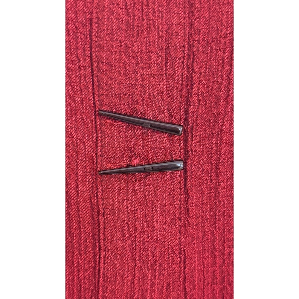 Habitat Lagenlook Artsy Boho Toggle Button Red Crinkle Top XL - Picture 8 of 10